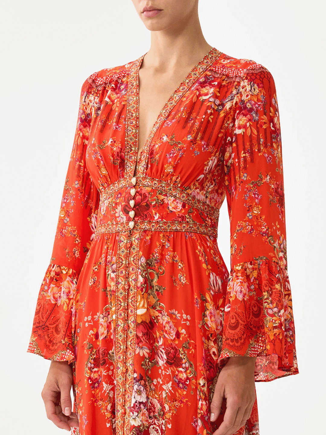 Shaped waistband dress with ruffle sleeves Olé Olé