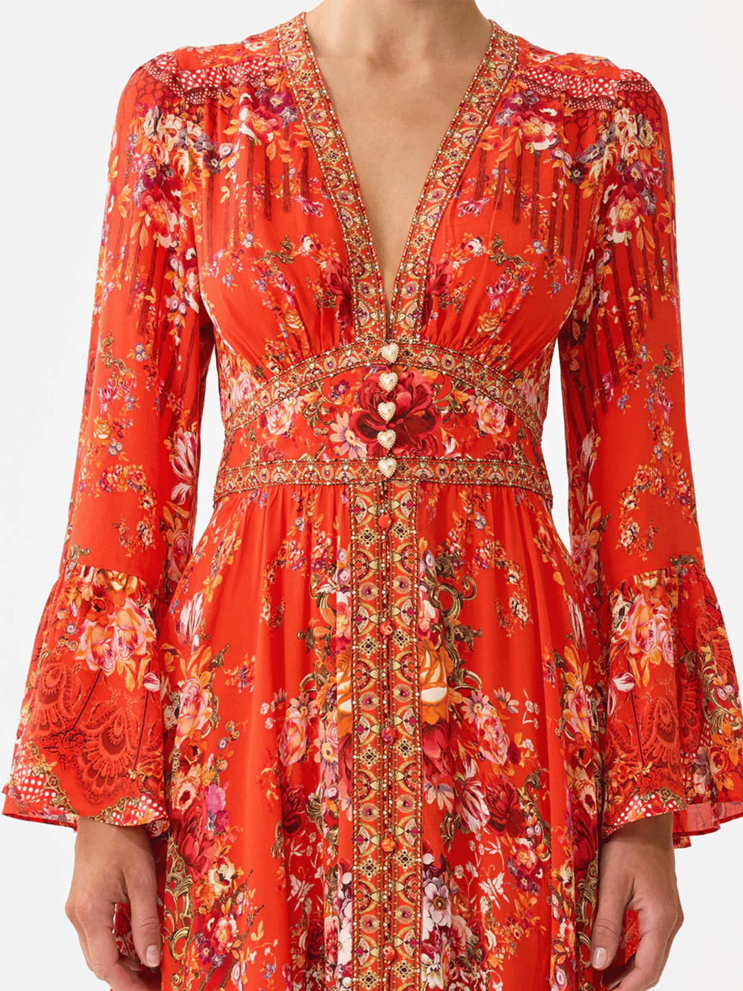 Shaped waistband dress with ruffle sleeves Olé Olé