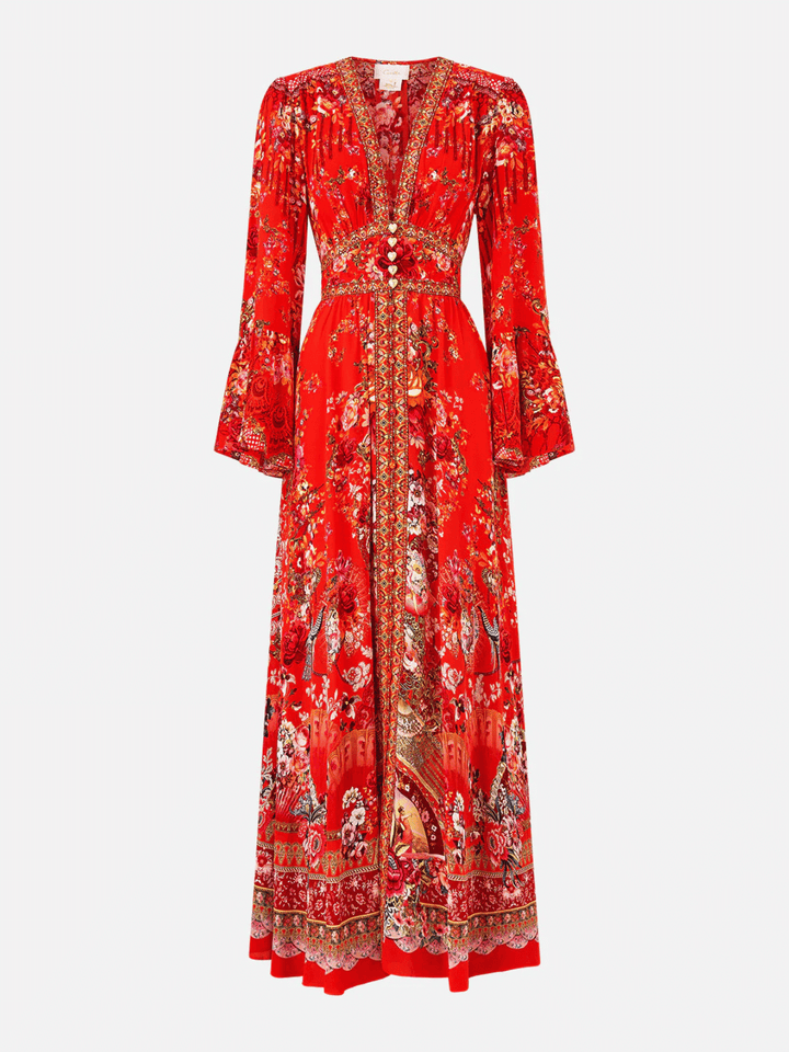 Shaped waistband dress with ruffle sleeves Olé Olé