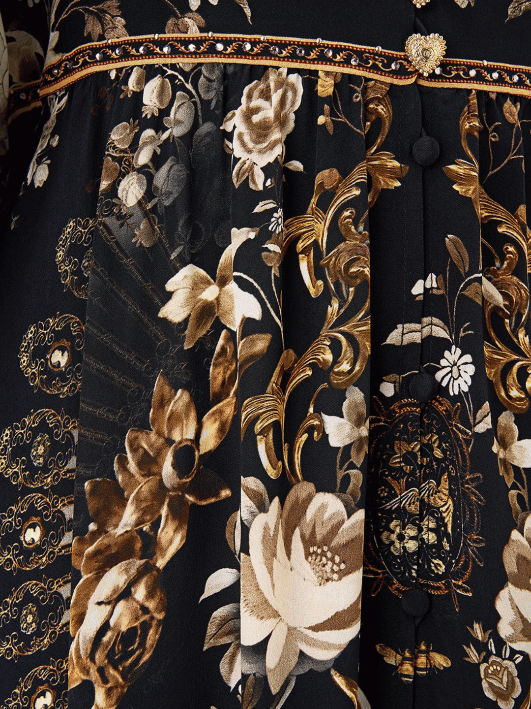 Shaped Waistband Dress with Gathered Sleeves