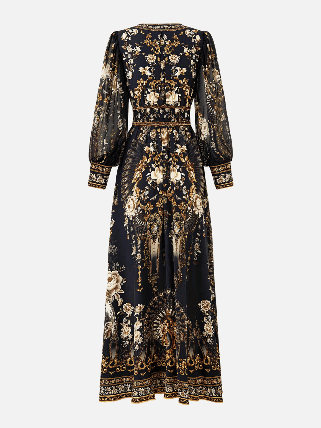 Shaped Waistband Dress with Gathered Sleeves