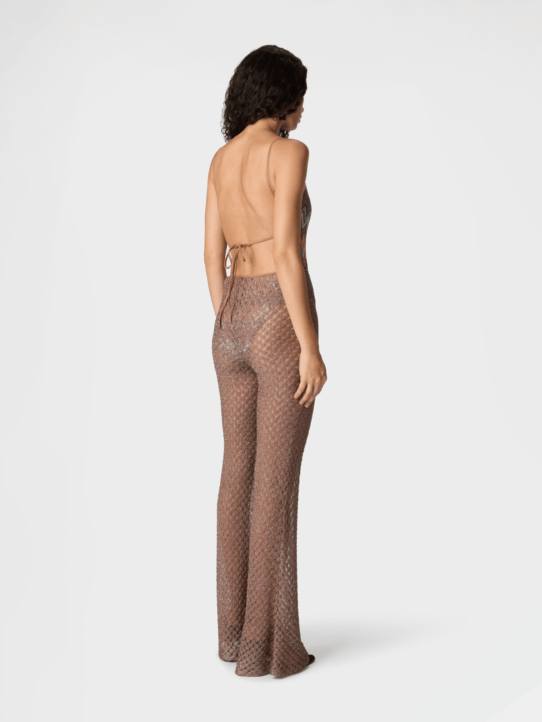 Beach trousers made of lamé viscose with a spiderweb pattern