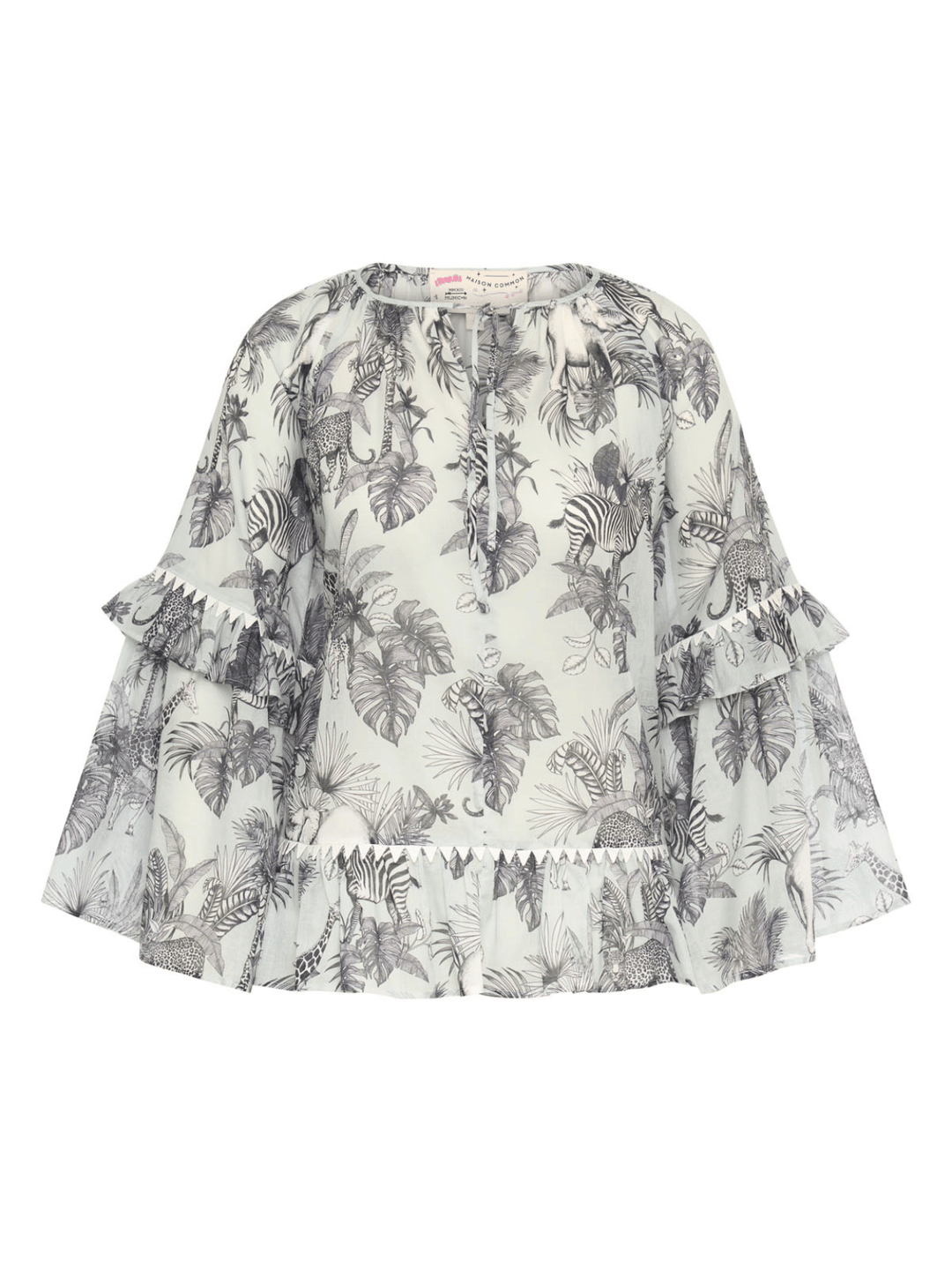 Bedruckte Bluse mit Rüschen