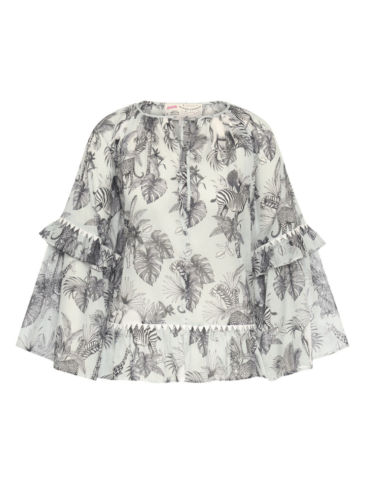 Bedruckte Bluse mit Rüschen
