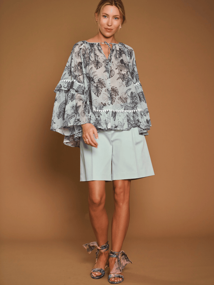 Bedruckte Bluse mit Rüschen