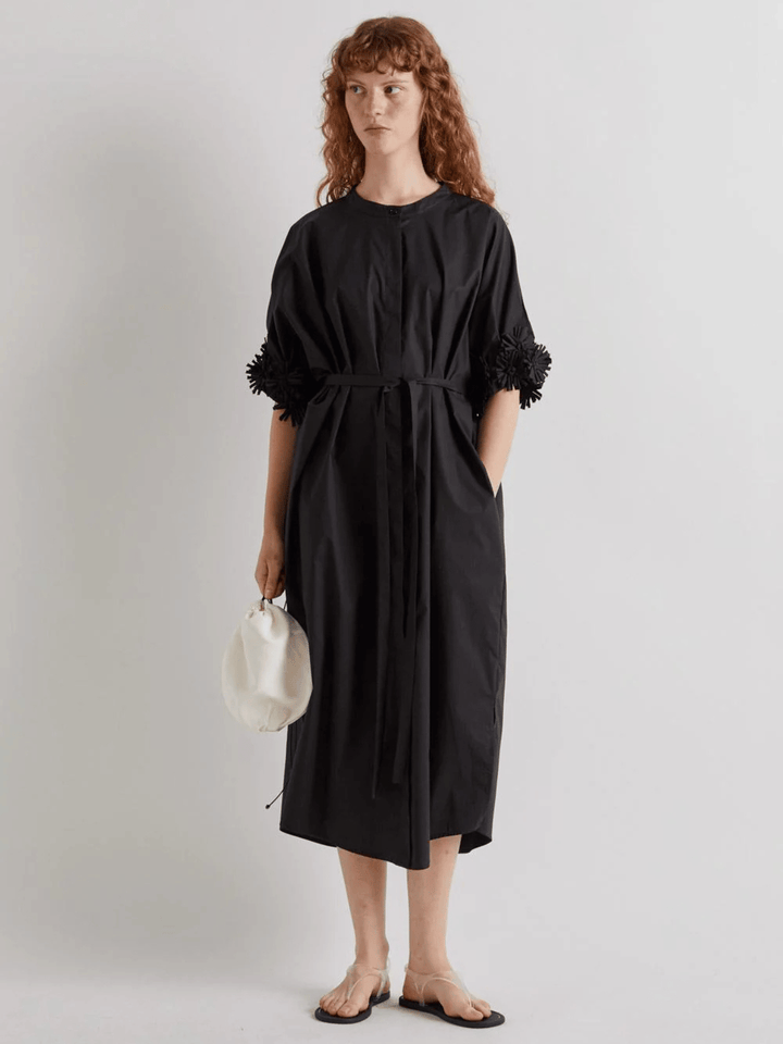 Baumwoll-Midikleid Nero