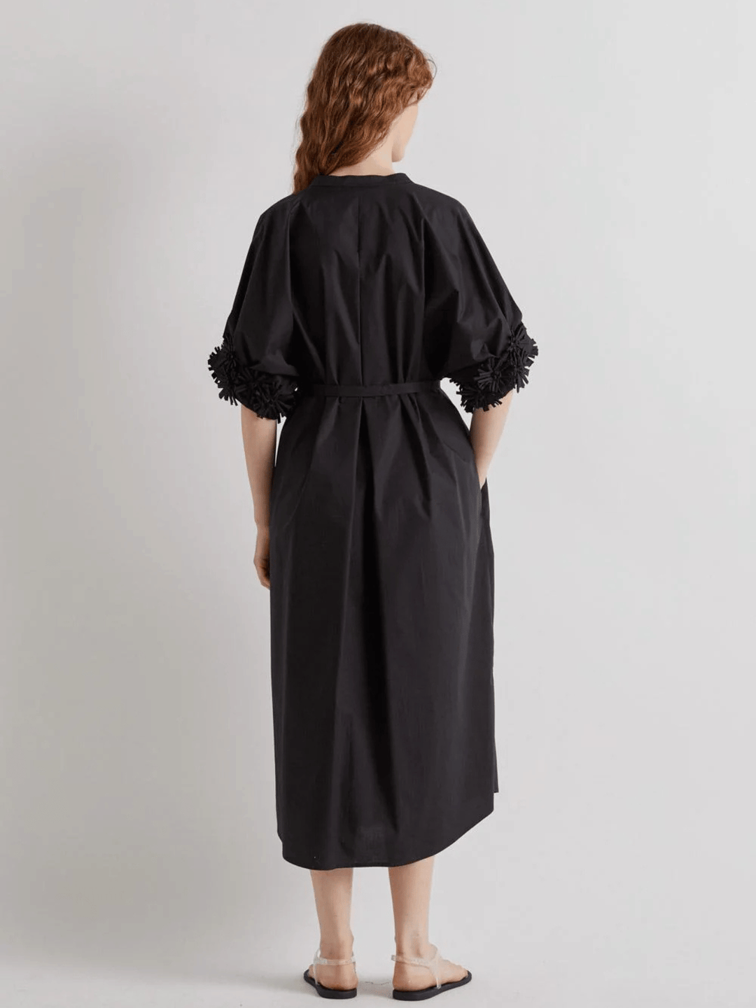 Baumwoll-Midikleid Nero