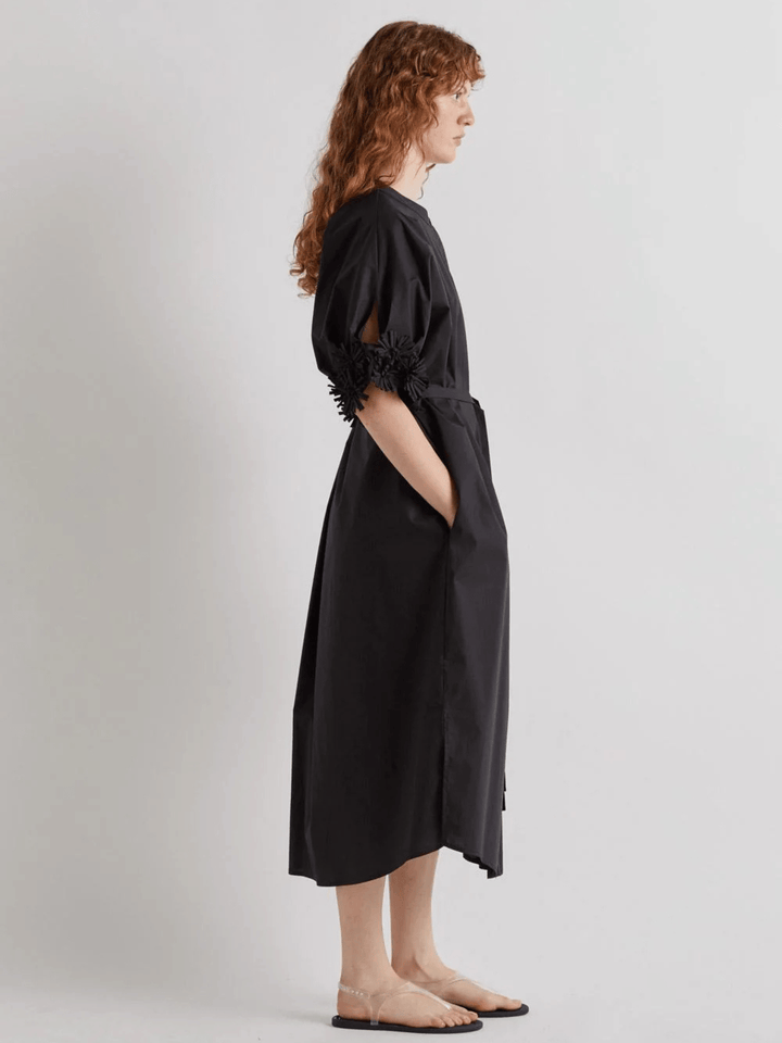 Baumwoll-Midikleid Nero