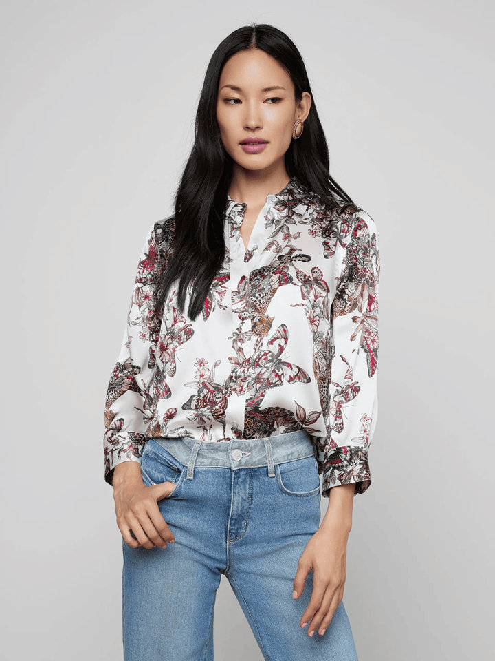 Dani Seidenbluse Butterfly-Jungle