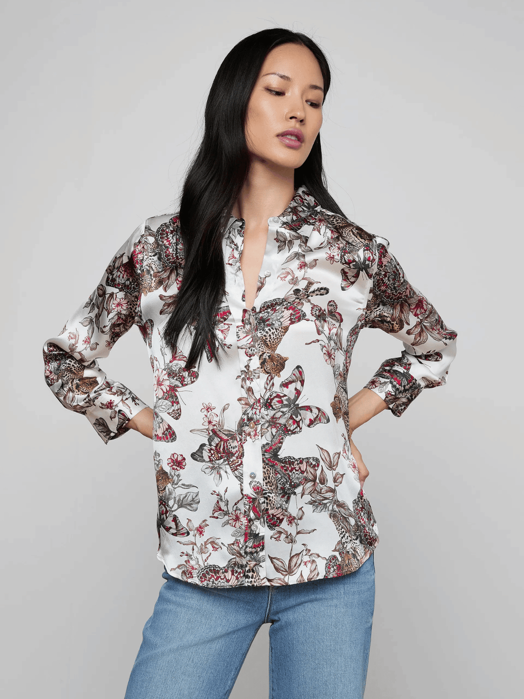 Dani Seidenbluse Butterfly-Jungle
