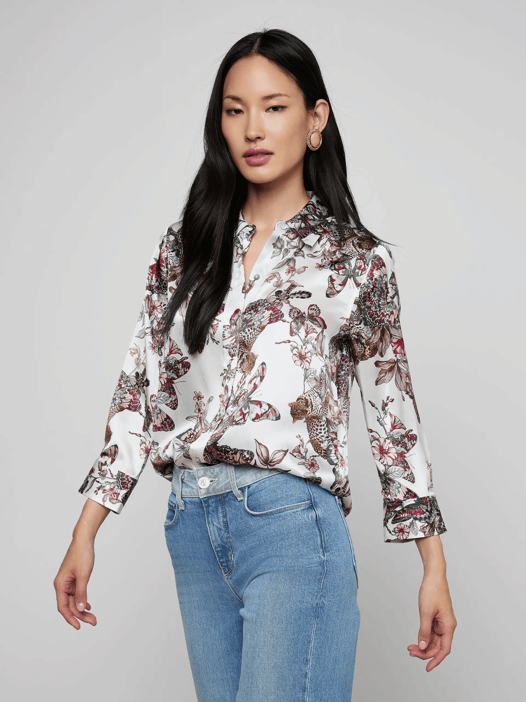 Dani Seidenbluse Butterfly-Jungle