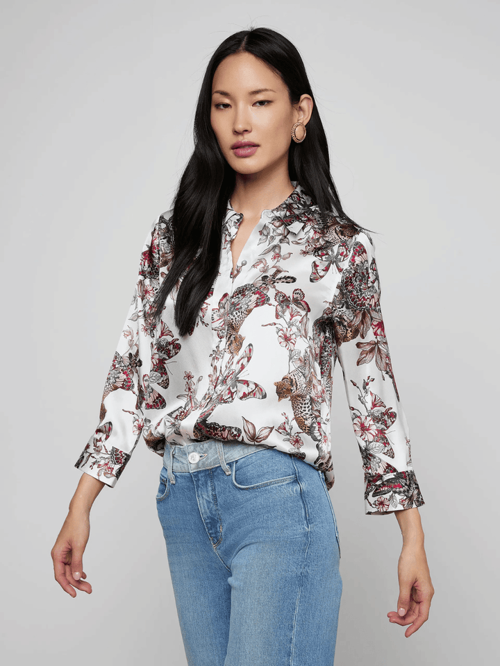 Dani Seidenbluse Butterfly-Jungle