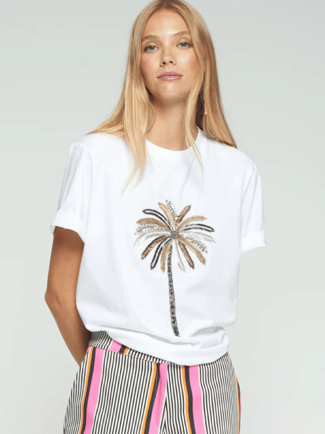 T-Shirt mit Palmenapplikation