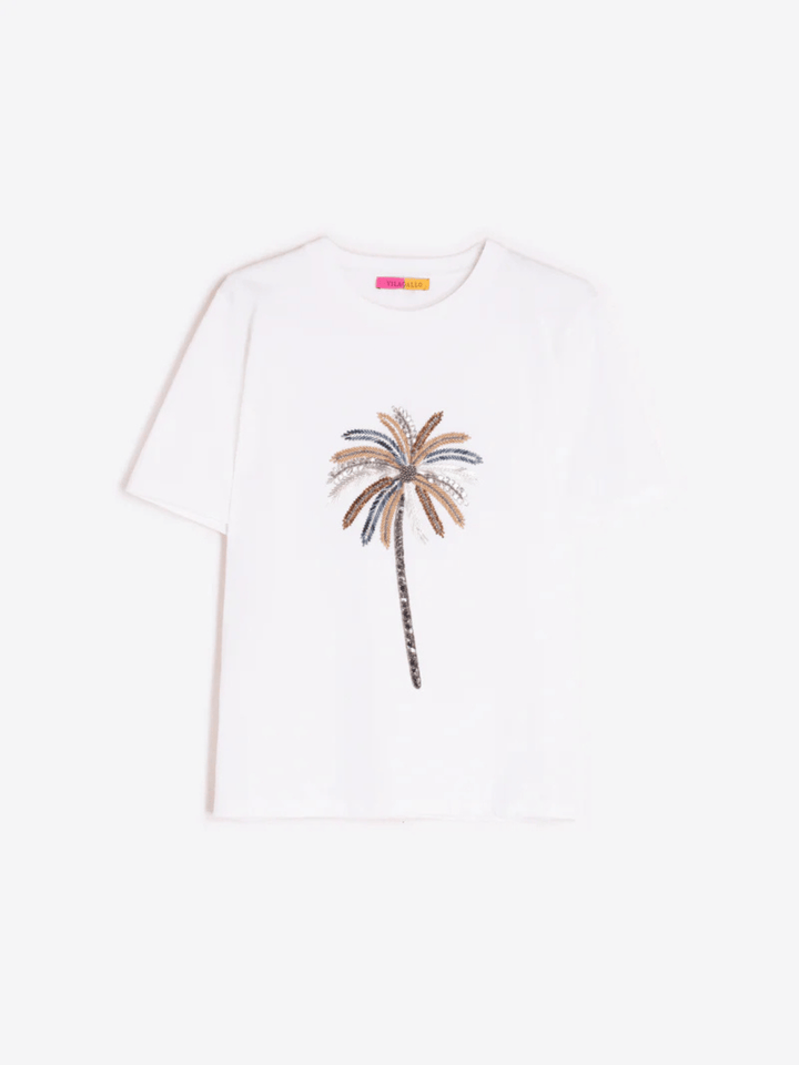 T-Shirt mit Palmenapplikation