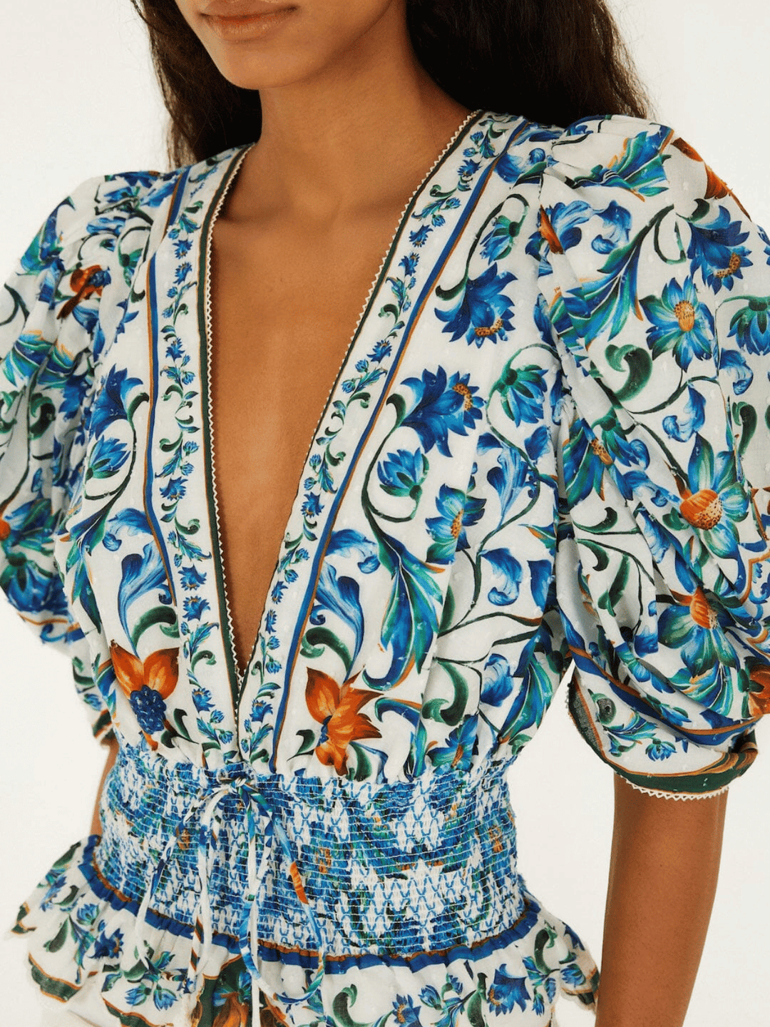 Flora Tile Off-White Bluse