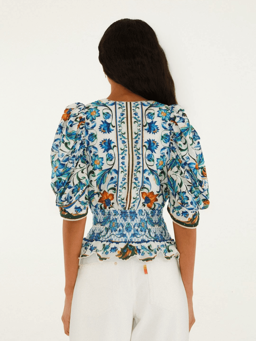 Flora Tile Off-White Bluse