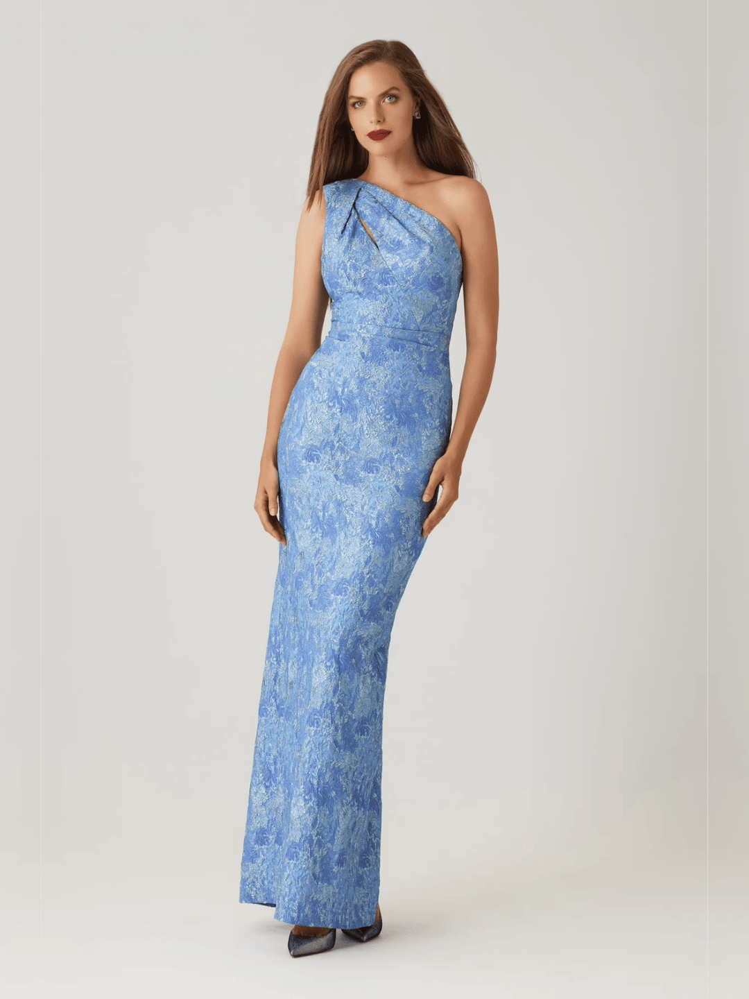 Jacquard One-Shoulder Abendkleid