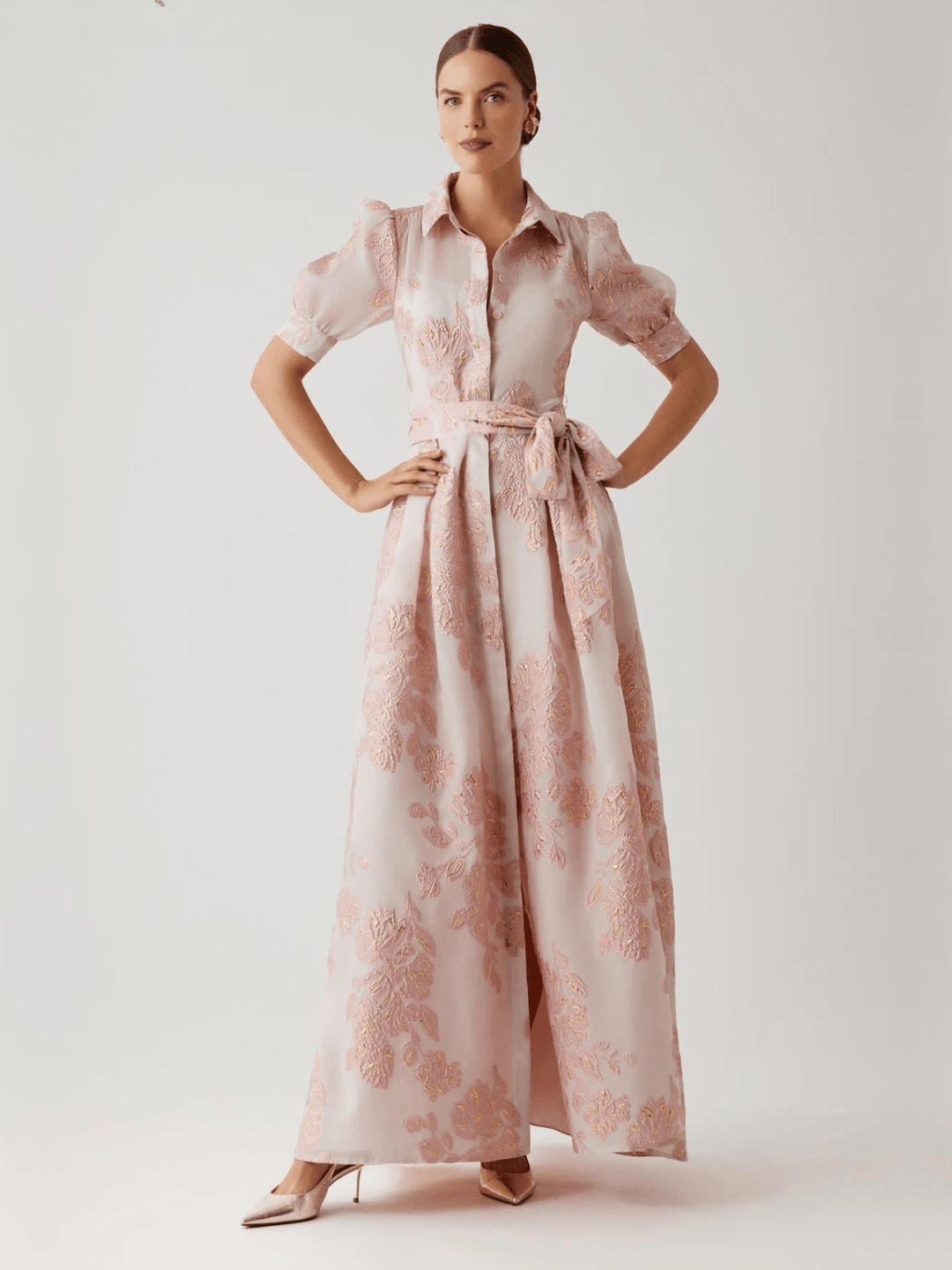 Jacquard Shirtwaist Abendkleid