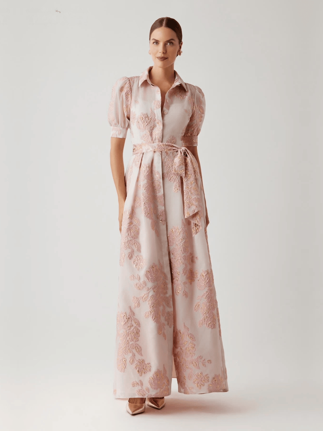 Jacquard Shirtwaist Abendkleid