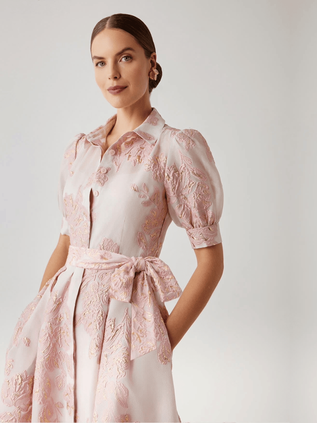 Jacquard Shirtwaist Abendkleid