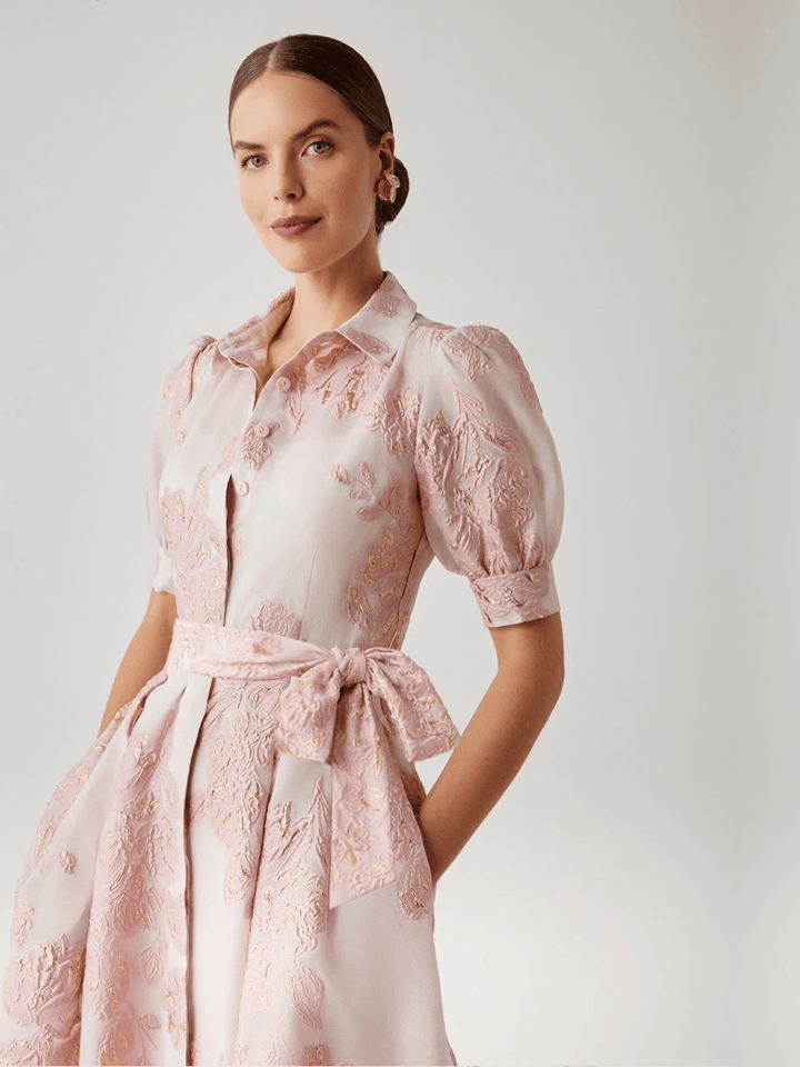 Jacquard Shirtwaist Abendkleid