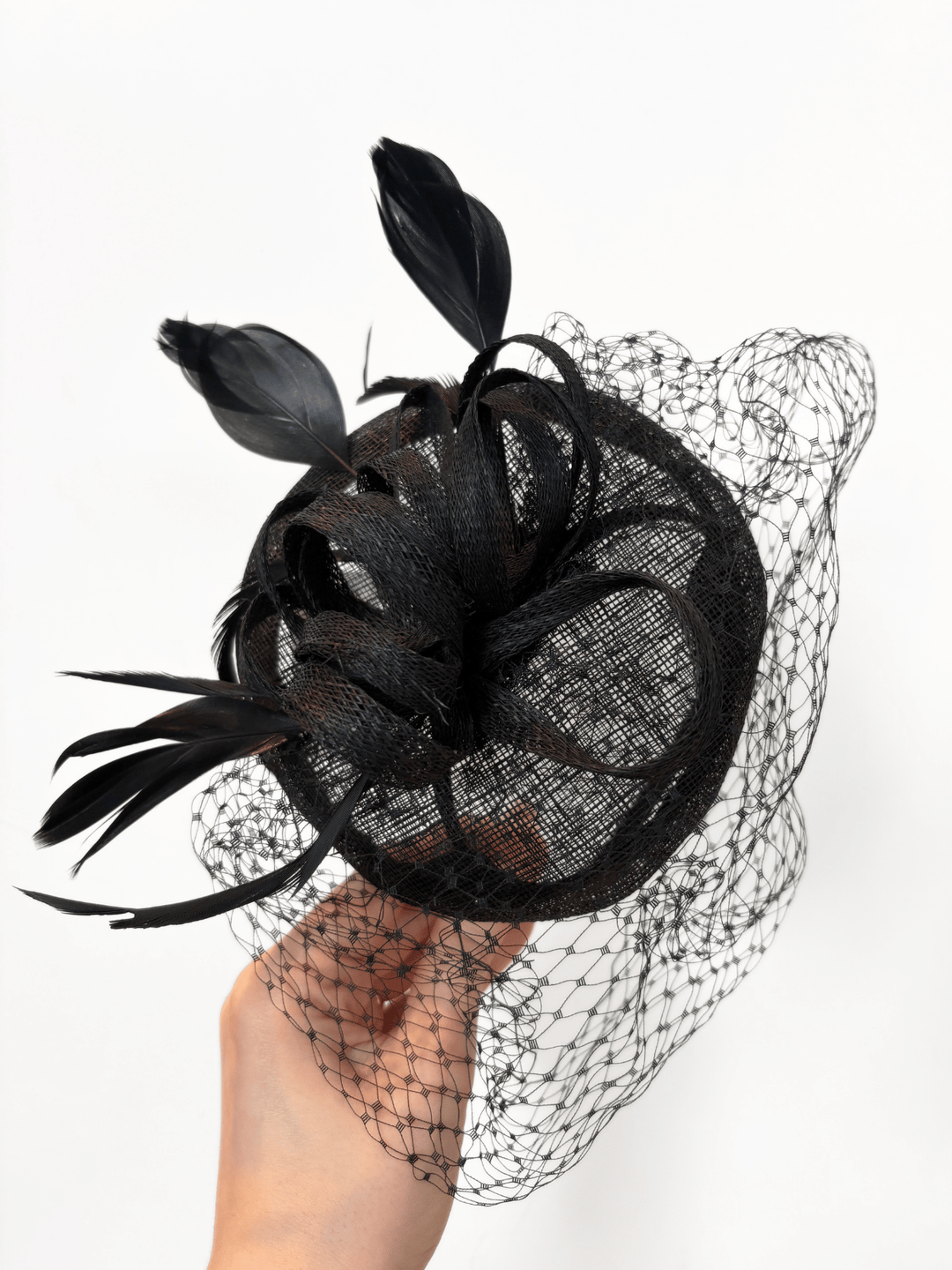 Fascinator mit Schleier Schwarz