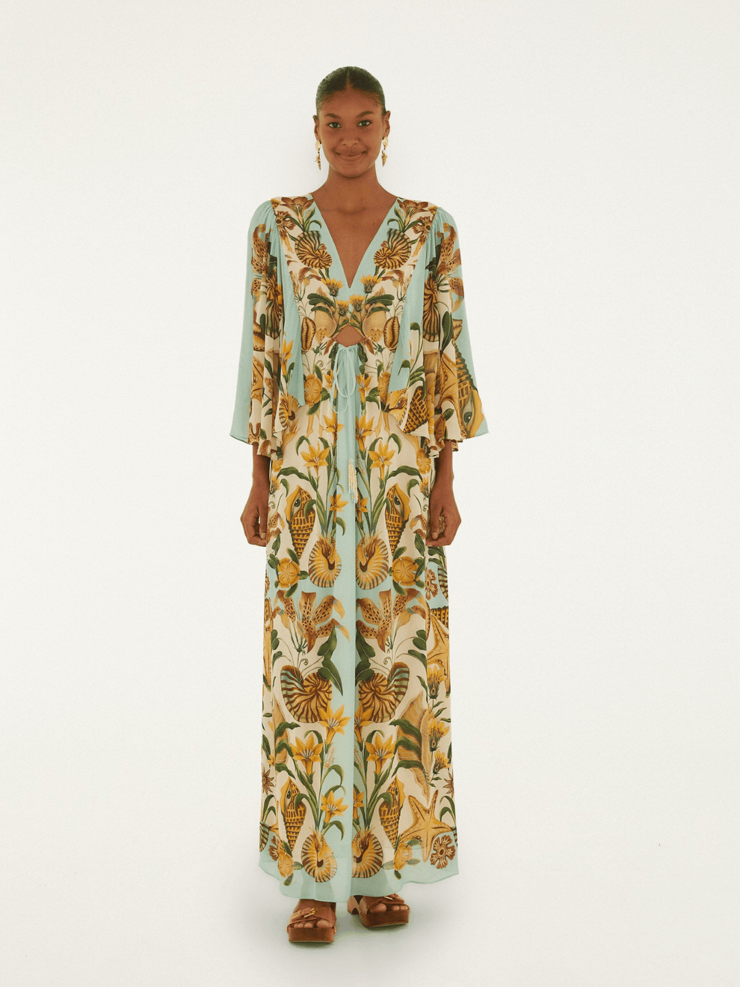 MARINE GARDEN SAND KAFTAN MAXI DRESS