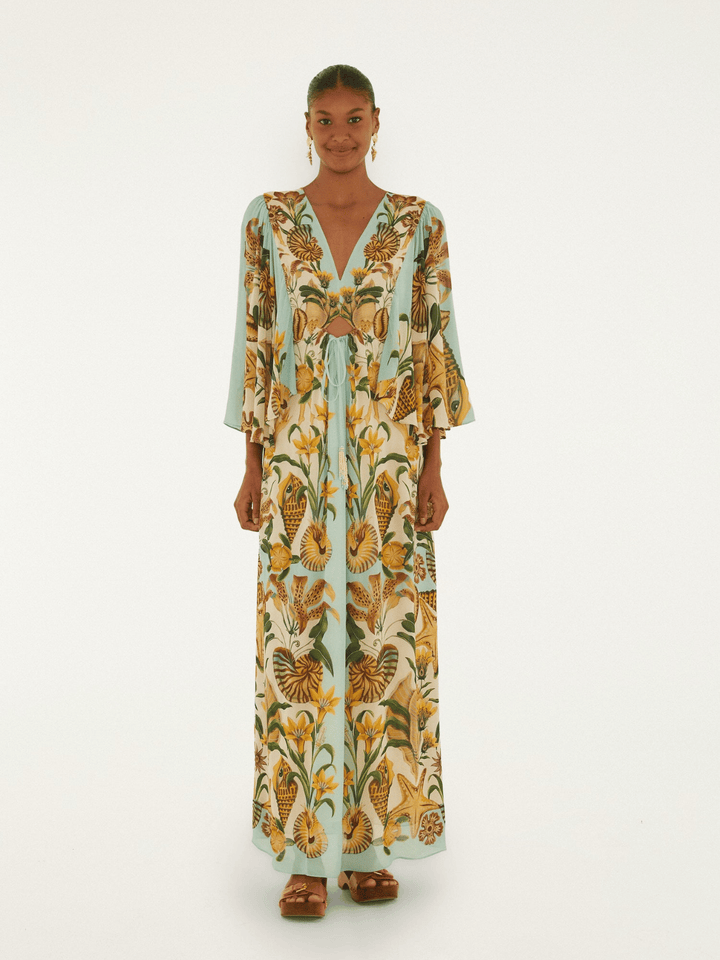 MARINE GARDEN SAND KAFTAN MAXI DRESS