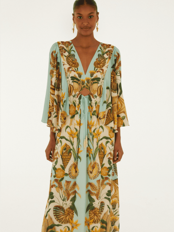 MARINE GARDEN SAND KAFTAN MAXI DRESS