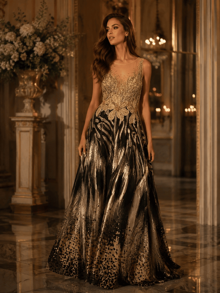Kleid an pailette blume