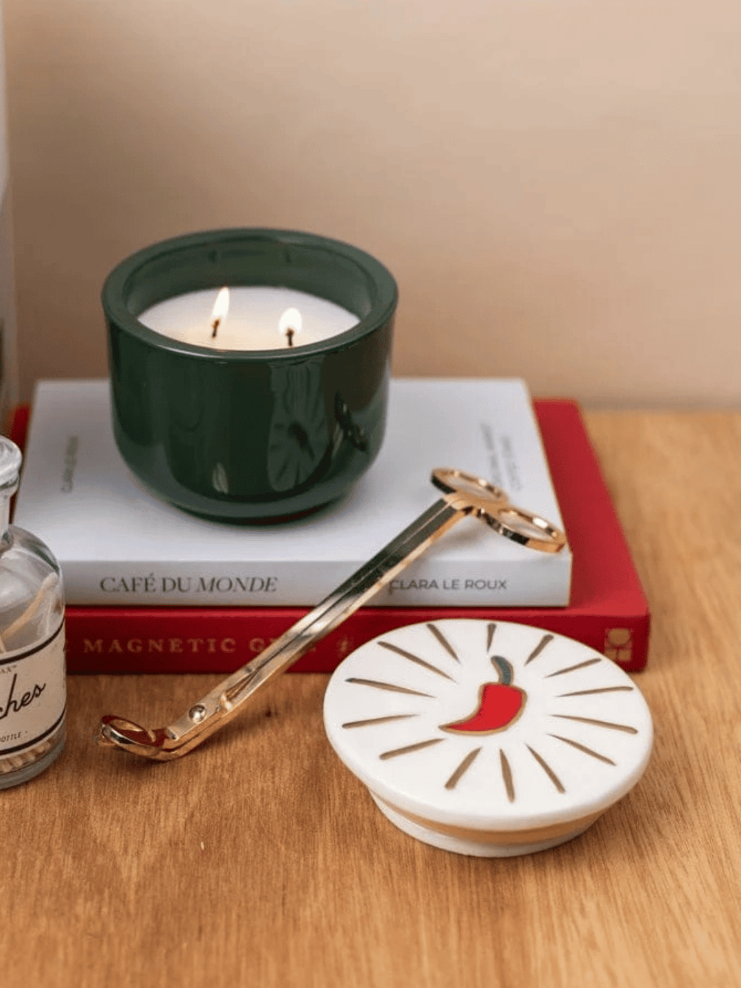 Charmed 8oz/226g Green Glass Candle with Chili Ceramic Lid