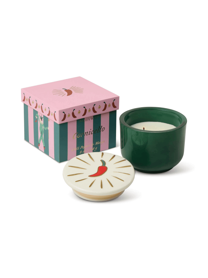 Charmed 8oz/226g Green Glass Candle with Chili Ceramic Lid