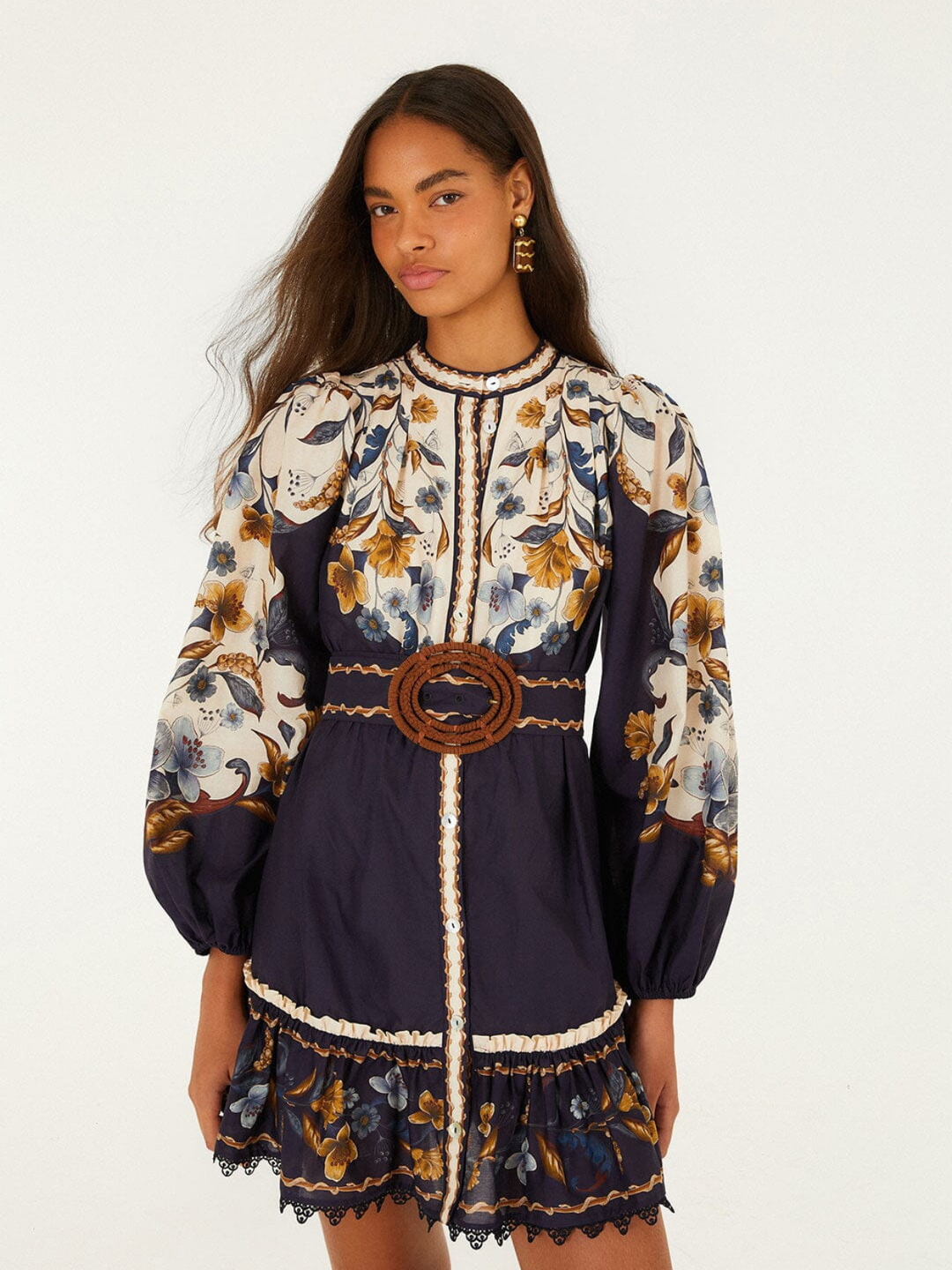GOLDEN NATURE NAVY BLUE MINI DRESS