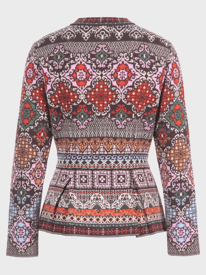 Peplum Knit Jacket Azulejo