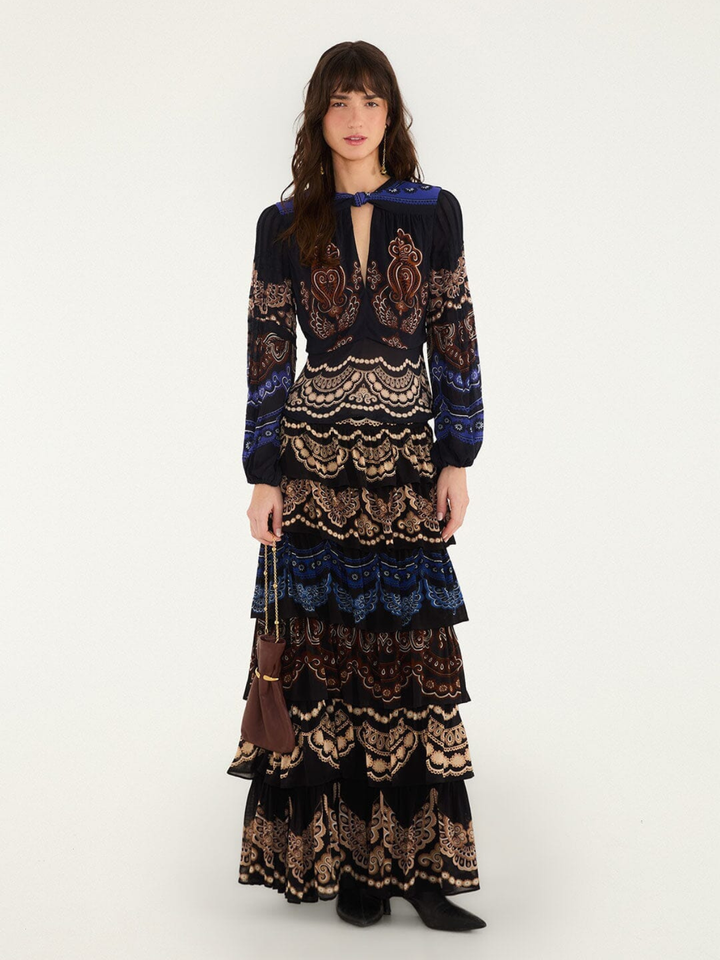 NICOLE BLACK PLEATED BLOUSE