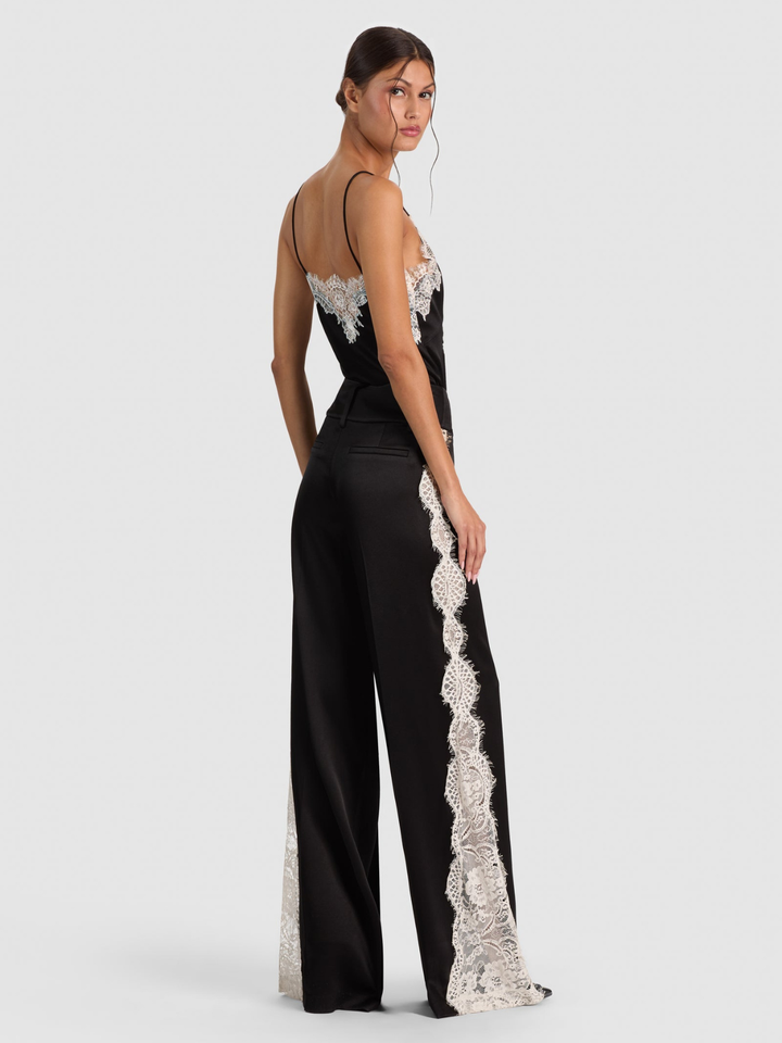 OLIVIA LR WIDE LEG PANT W CUTAWAY LACE GODET