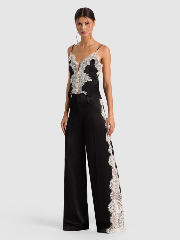 OLIVIA LR WIDE LEG PANT W CUTAWAY LACE GODET