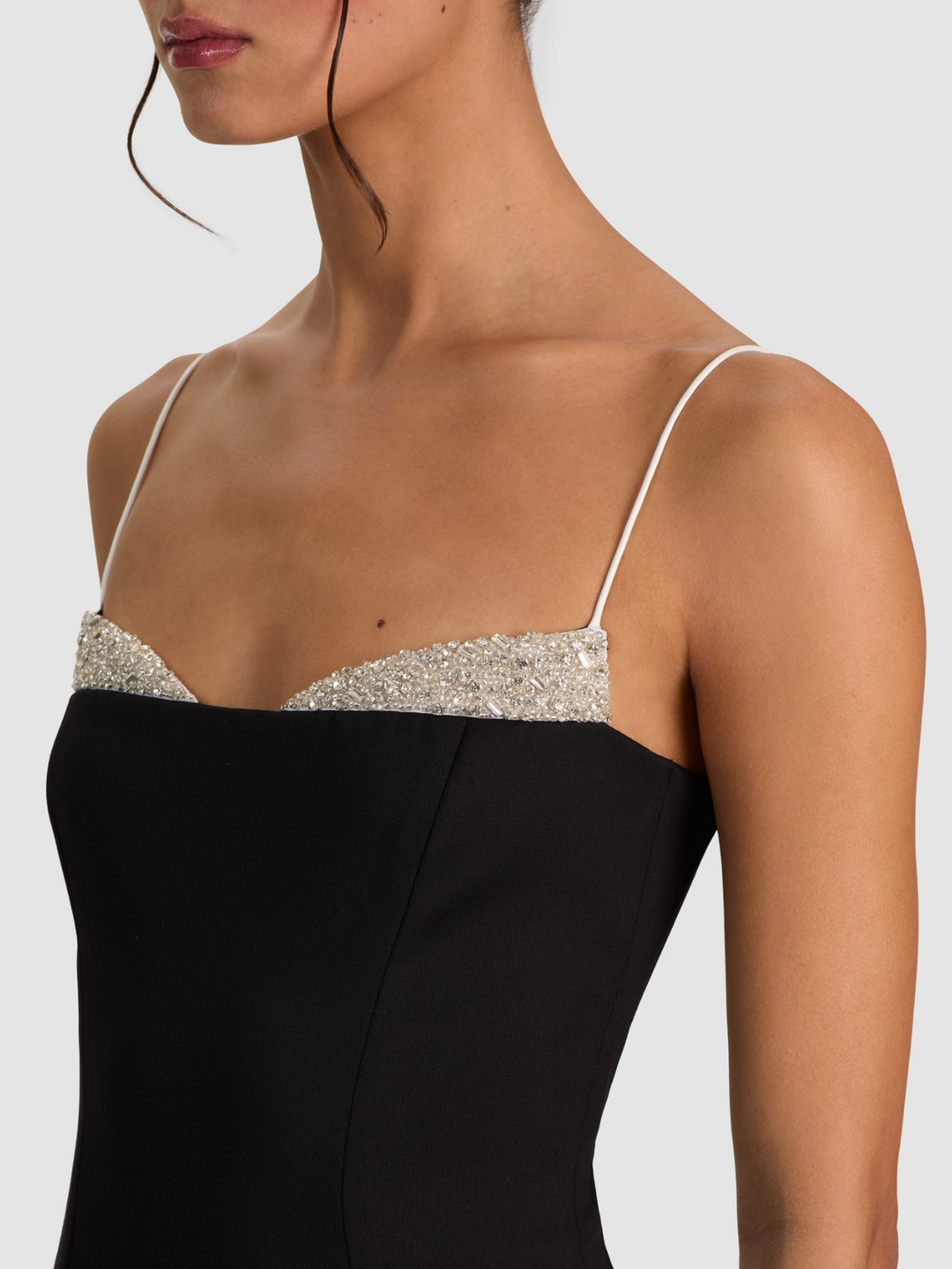HALLIE EMBELL PEEKABOO HI SLIT MAXI DRESS