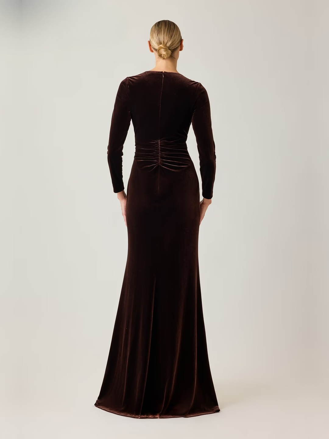 Samtkleid V-Neck Longsleeve