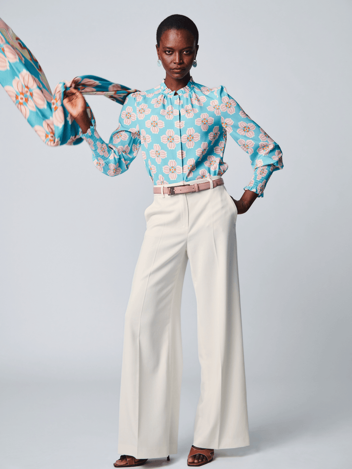 Seidenbluse mit Blumenmuster