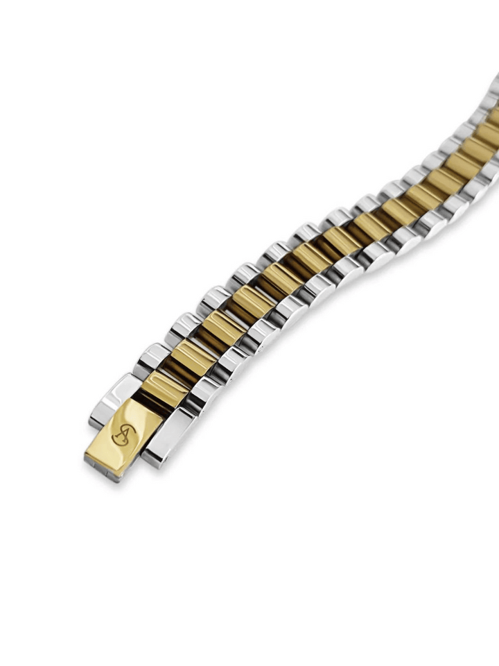Silver & Gold Chunky Watch Band Bracelet