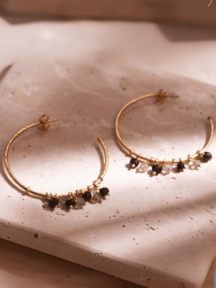 Aurora Black Onyx Labradorite Earrings