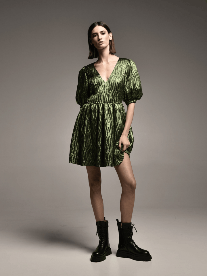 WIDE SLEEVE BROCADE DRESS