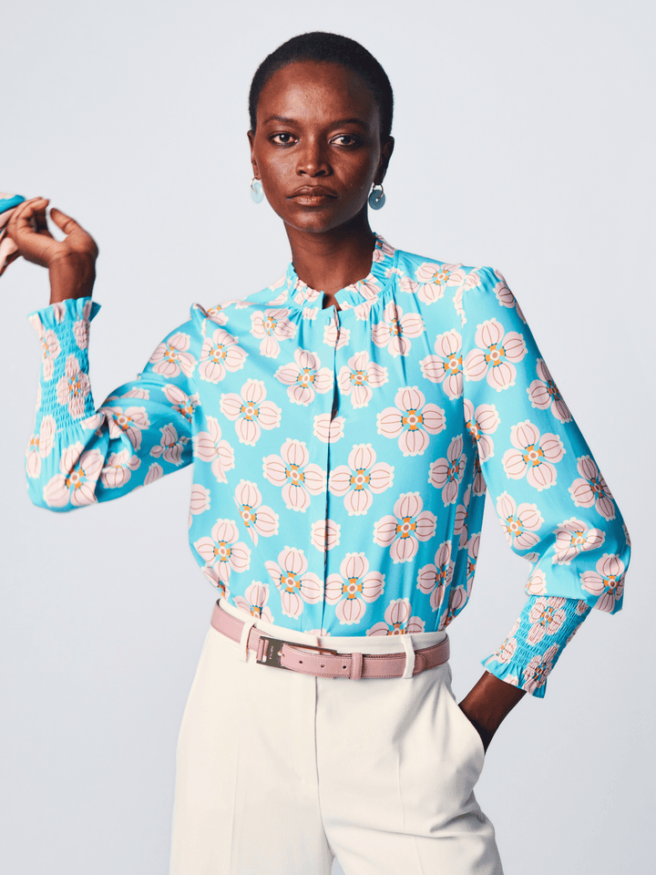 Seidenbluse mit Blumenmuster