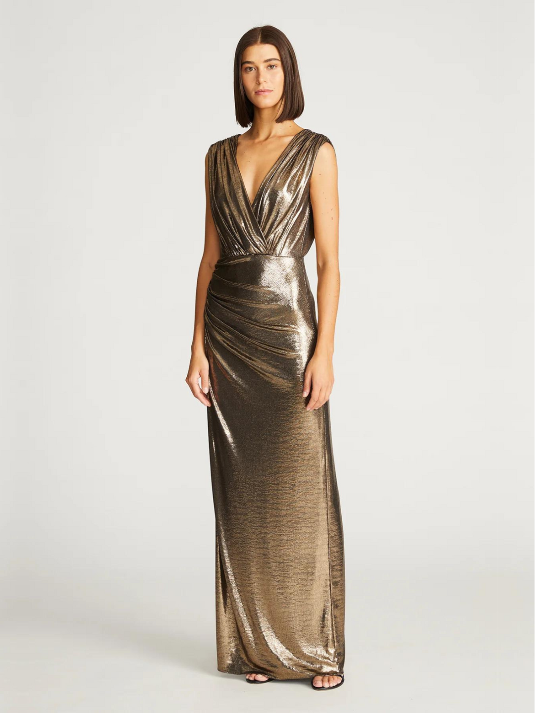 MISHA GOWN IN METALLIC JERSEY