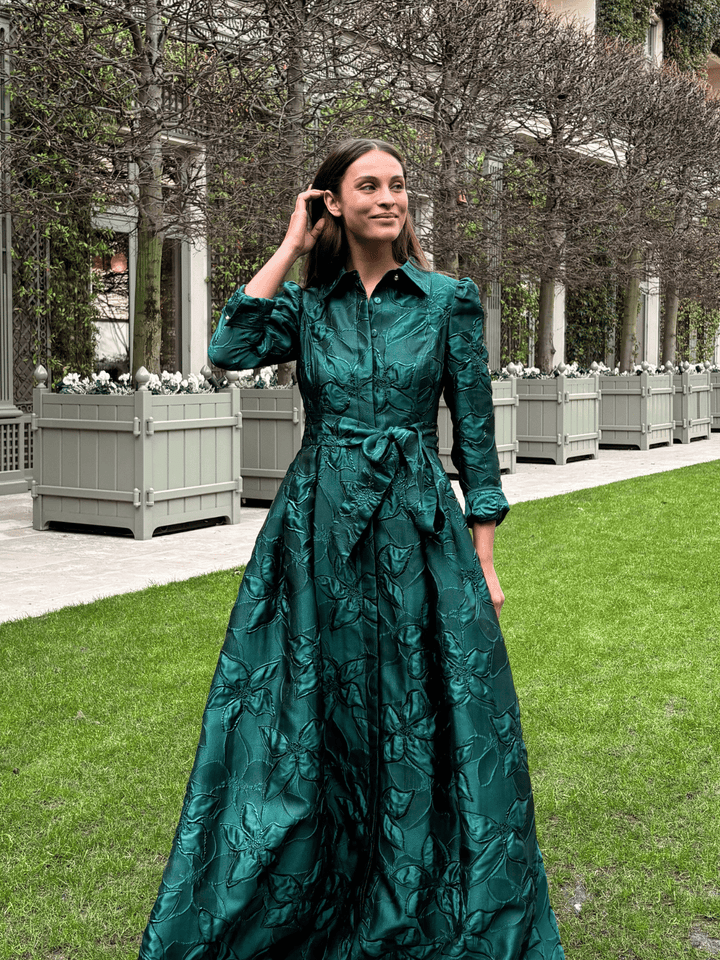 Metallic Jacquard Abendkleid