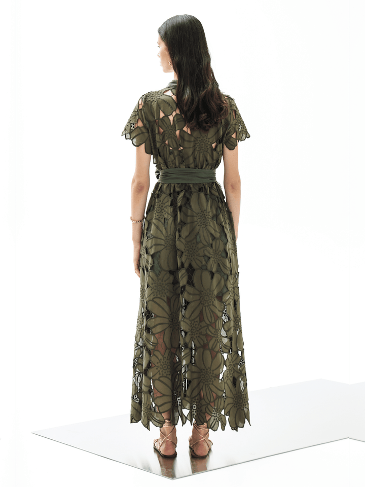 Anafi Spitzenkleid Pesto