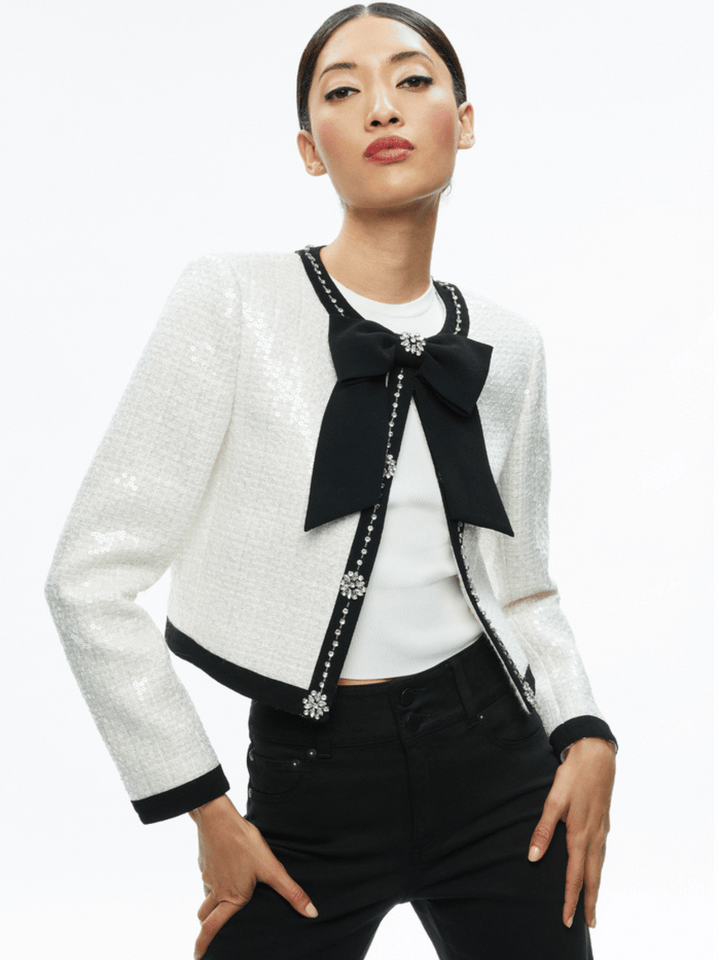 GWYNETH EMBELLISHED CROPPED BOW JACKET