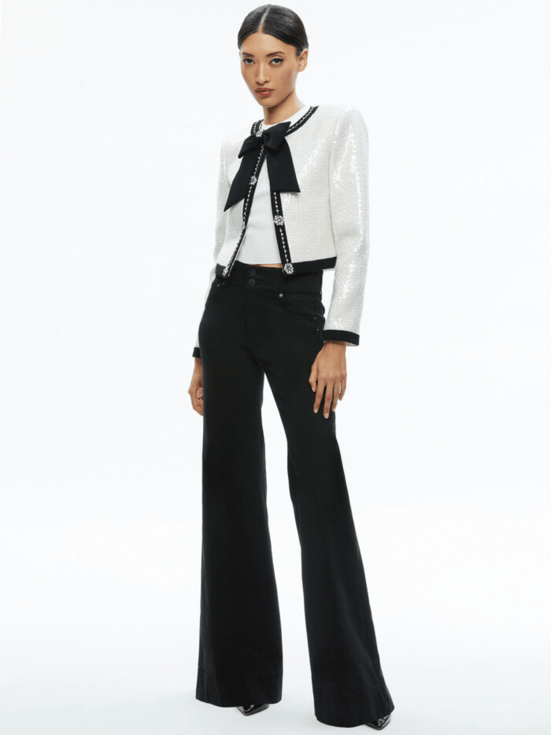 GWYNETH EMBELLISHED CROPPED BOW JACKET