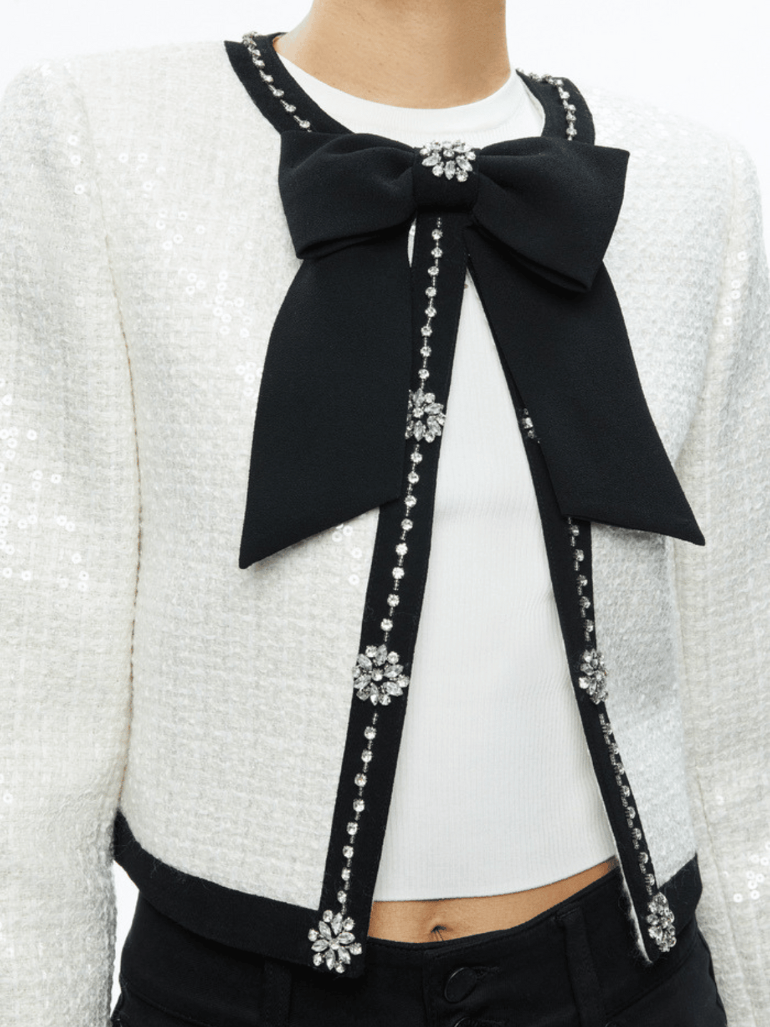 GWYNETH EMBELLISHED CROPPED BOW JACKET